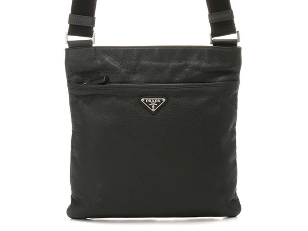 Prada Tessuto Shoulder Bag Black Leather